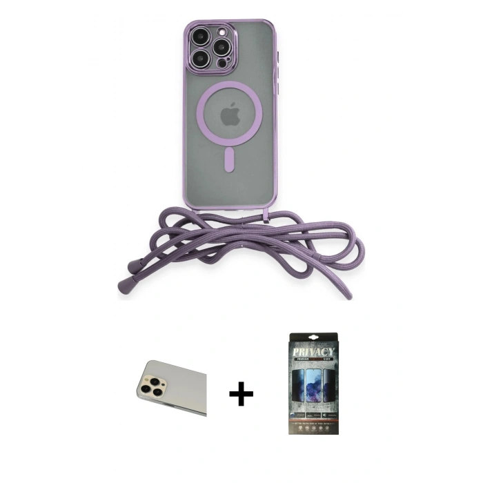 MARSİLYAN™- iPhone 12 Pro Kılıf Eksen Özel Seri - Siyah 34D Hayalet Izgaralı Cam + Rainbow Kamera Lens Koruma Cam - GD