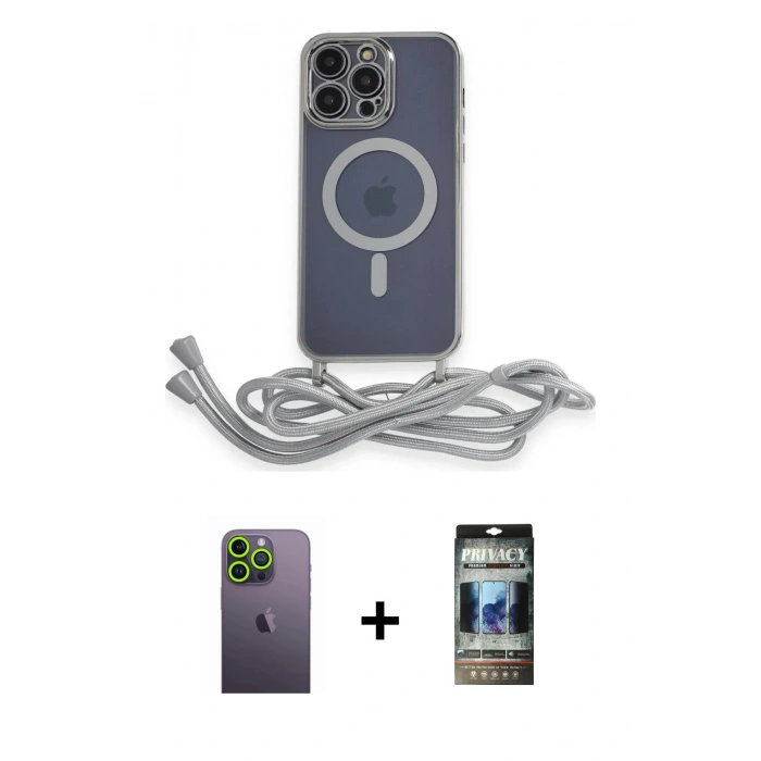 MARSİLYAN™- iPhone 12 Pro Kılıf Eksen Özel Seri - Siyah 34D Hayalet Izgaralı Cam + Neon Fosforlu Kamera Lens - YL