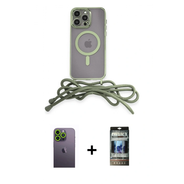 MARSİLYAN™- iPhone 12 Pro Kılıf Eksen Özel Seri - Siyah 34D Hayalet Izgaralı Cam + Neon Fosforlu Kamera Lens - YL