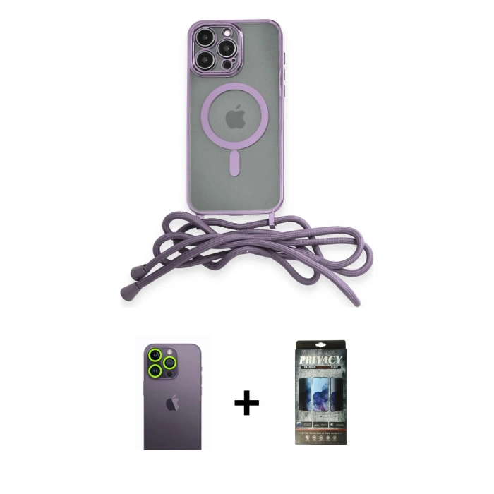 MARSİLYAN™- iPhone 12 Pro Kılıf Eksen Özel Seri - Siyah 34D Hayalet Izgaralı Cam + Neon Fosforlu Kamera Lens - YL