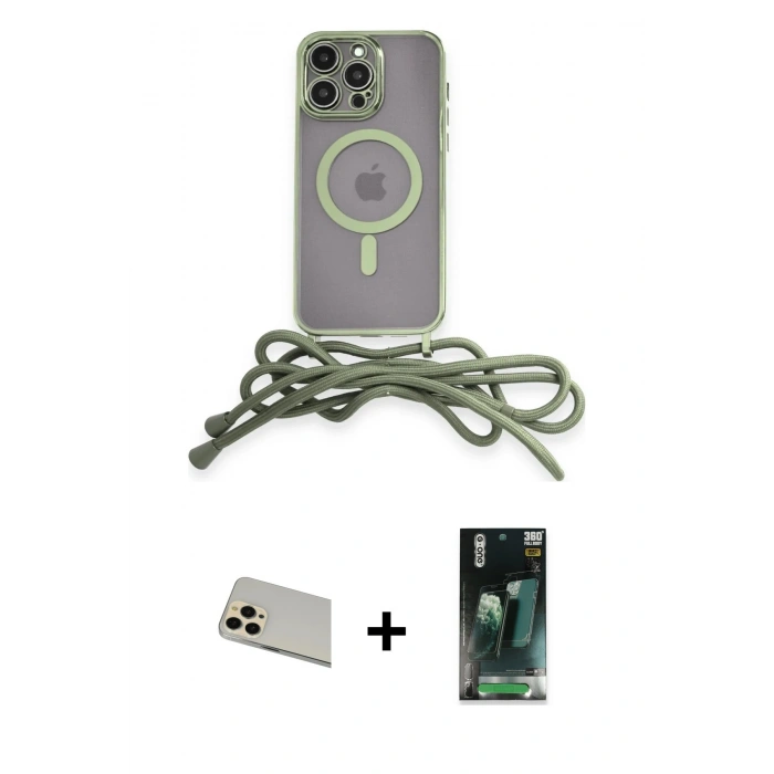 MARSİLYAN™- iPhone 12 Pro Kılıf Eksen Özel Seri - Siyah 360 Mat Full Body Arka Koruyucu + Rainbow Kamera Lens Koruma Cam - GD