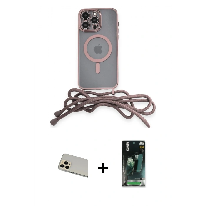 MARSİLYAN™- iPhone 12 Pro Kılıf Eksen Özel Seri - Siyah 360 Mat Full Body Arka Koruyucu + Rainbow Kamera Lens Koruma Cam - GD
