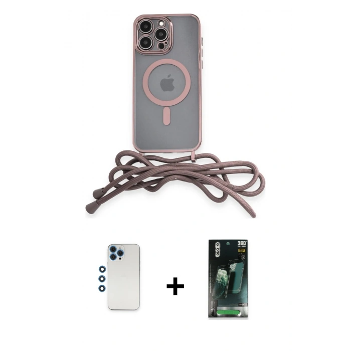 MARSİLYAN™- iPhone 12 Pro Kılıf Eksen Özel Seri - Siyah 360 Mat Full Body Arka Koruyucu + Shine Kamera Lens - MI
