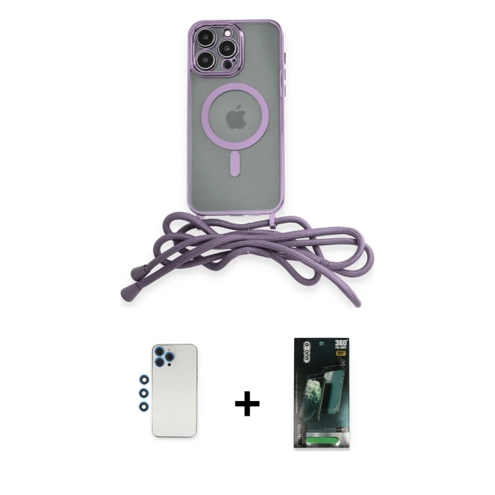 MARSİLYAN™- iPhone 12 Pro Kılıf Eksen Özel Seri - Siyah 360 Mat Full Body Arka Koruyucu + Shine Kamera Lens - MI