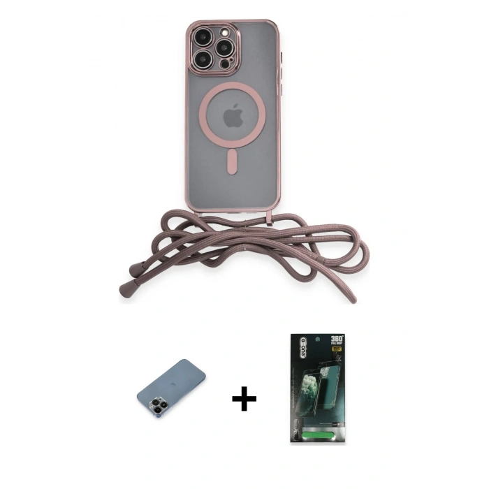MARSİLYAN™- iPhone 12 Pro Kılıf Eksen Özel Seri - Siyah 360 Mat Full Body Arka Koruyucu + Shine Kamera Lens Koruma Cam - SH