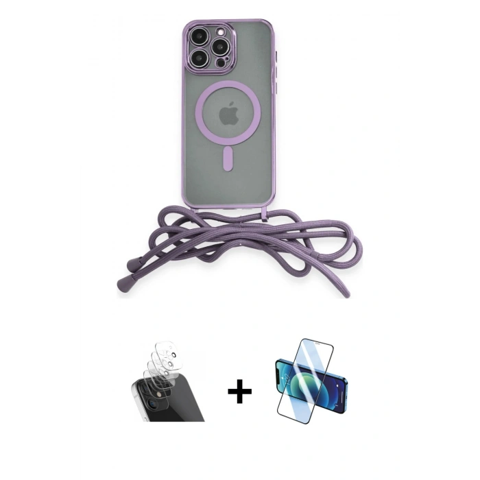 MARSİLYAN™- iPhone 12 Pro Kılıf Eksen Özel Seri - Siyah 3D Antistatik Cam Ekran Koruyucu + Kamera Lens Koruma Cam - SF