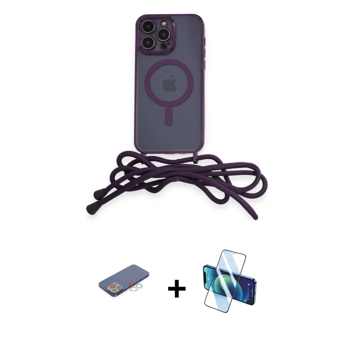 MARSİLYAN™- iPhone 12 Pro Kılıf Eksen Özel Seri - Siyah 3D Antistatik Cam Ekran Koruyucu + Renkli Kamera Lens Koruma Cam - MI