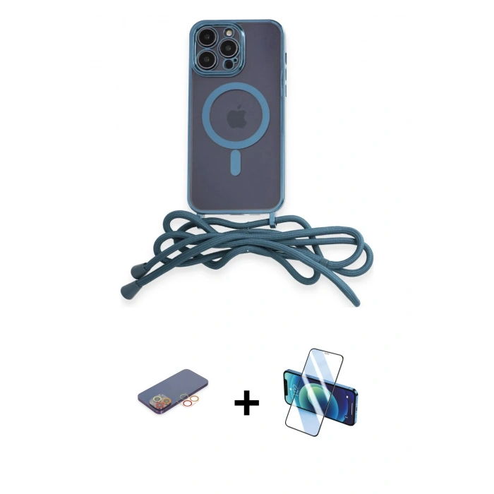 MARSİLYAN™- iPhone 12 Pro Kılıf Eksen Özel Seri - Siyah 3D Antistatik Cam Ekran Koruyucu + Renkli Kamera Lens Koruma Cam - TU