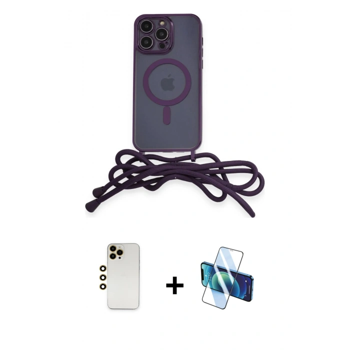 MARSİLYAN™- iPhone 12 Pro Kılıf Eksen Özel Seri - Siyah 3D Antistatik Cam Ekran Koruyucu + Shine Kamera Lens - GD