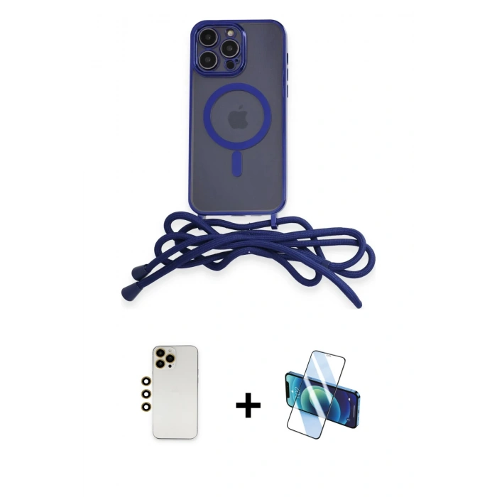 MARSİLYAN™- iPhone 12 Pro Kılıf Eksen Özel Seri - Siyah 3D Antistatik Cam Ekran Koruyucu + Shine Kamera Lens - GD
