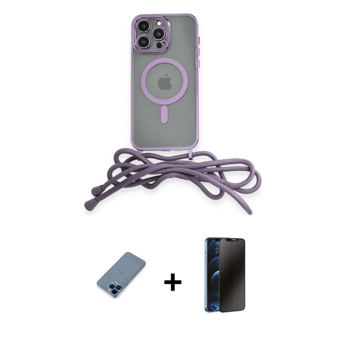 MARSİLYAN™- iPhone 12 Pro Kılıf Eksen Özel Seri - Siyah 3D Antistatik Hayalet Cam Ekran Koruyucu + Metal Kamera Lens Koruma Cam - MI