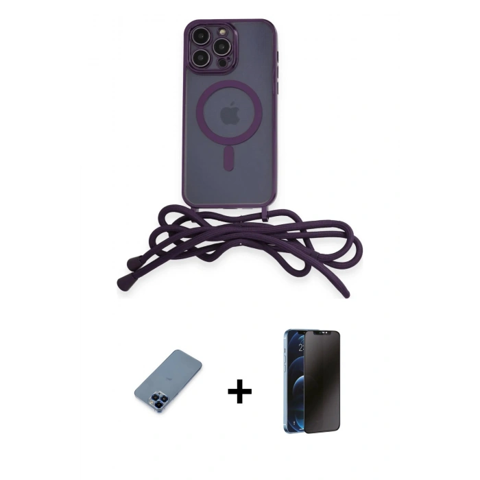 MARSİLYAN™- iPhone 12 Pro Kılıf Eksen Özel Seri - Siyah 3D Antistatik Hayalet Cam Ekran Koruyucu + Metal Kamera Lens Koruma Cam - MI