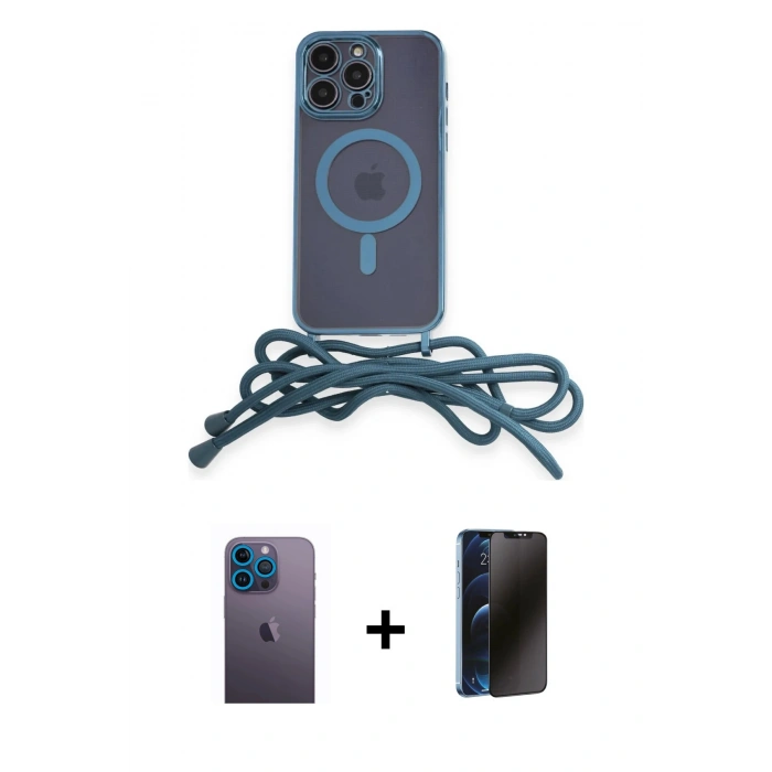 MARSİLYAN™- iPhone 12 Pro Kılıf Eksen Özel Seri - Siyah 3D Antistatik Hayalet Cam Ekran Koruyucu + Neon Fosforlu Kamera Lens - MI