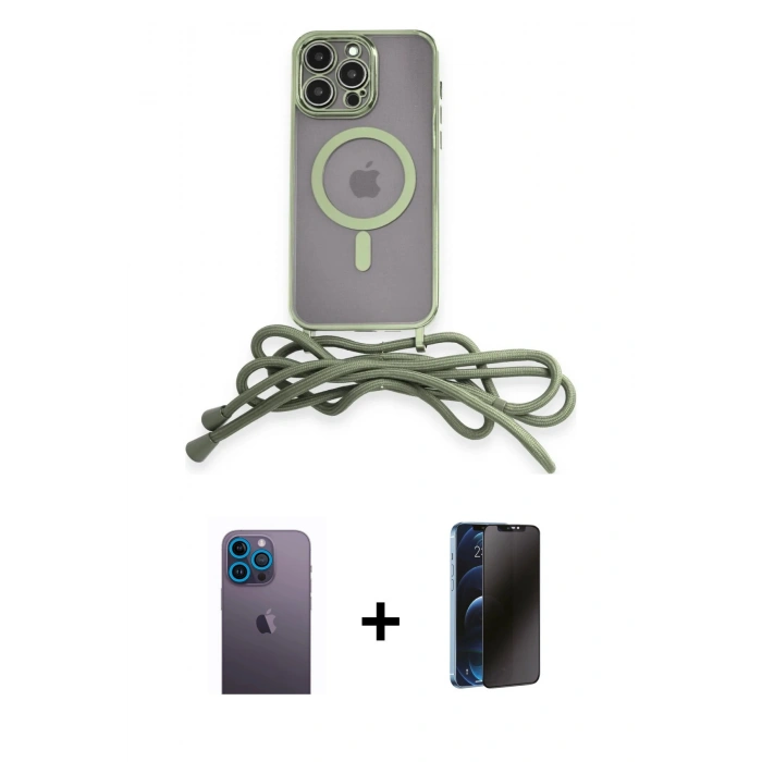 MARSİLYAN™- iPhone 12 Pro Kılıf Eksen Özel Seri - Siyah 3D Antistatik Hayalet Cam Ekran Koruyucu + Neon Fosforlu Kamera Lens - MI