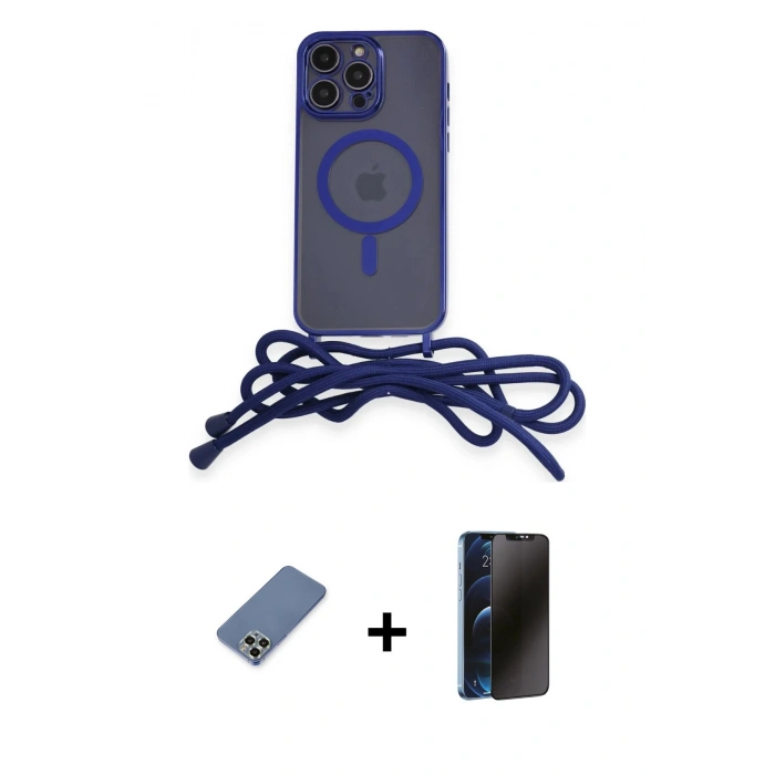 MARSİLYAN™- iPhone 12 Pro Kılıf Eksen Özel Seri - Siyah 3D Antistatik Hayalet Cam Ekran Koruyucu + Metal Kamera Lens Koruma Cam - AKYL