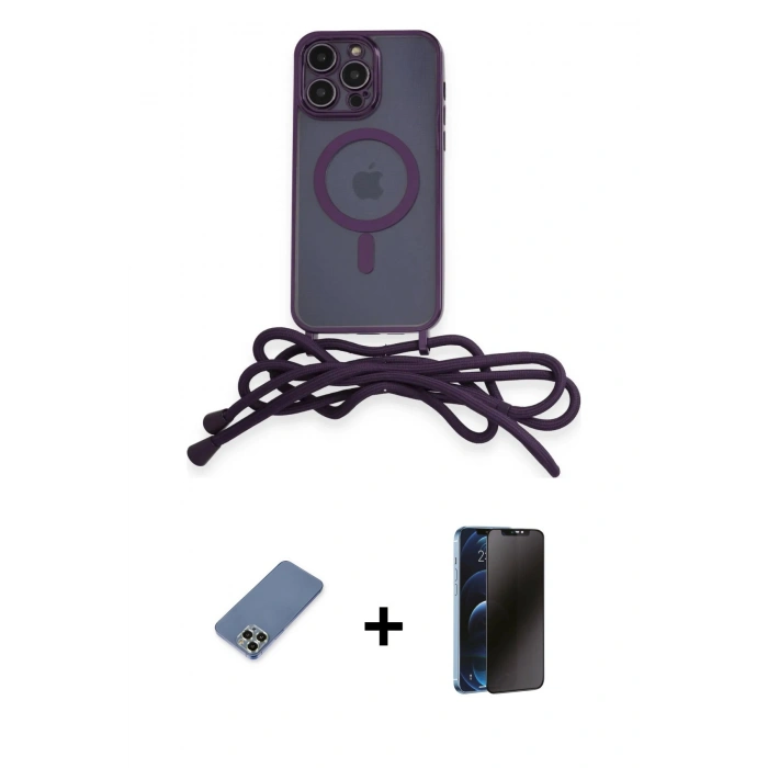 MARSİLYAN™- iPhone 12 Pro Kılıf Eksen Özel Seri - Siyah 3D Antistatik Hayalet Cam Ekran Koruyucu + Metal Kamera Lens Koruma Cam - AKYL