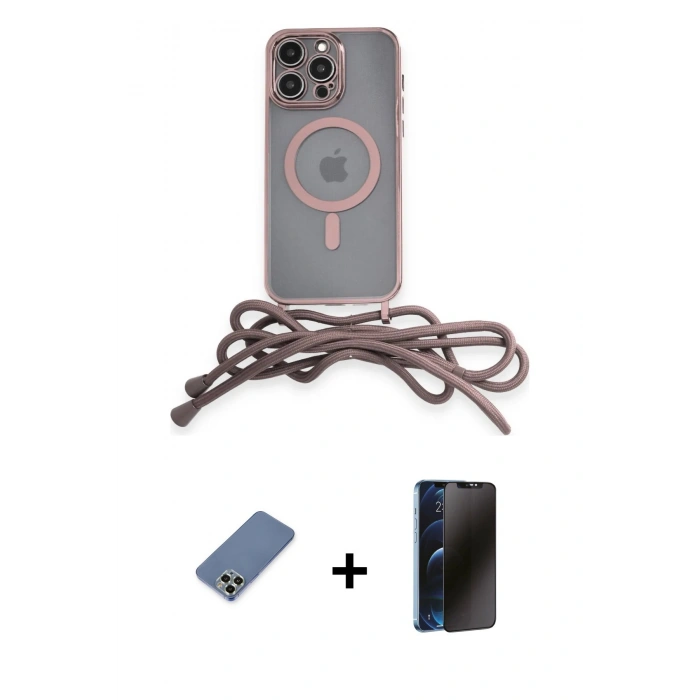 MARSİLYAN™- iPhone 12 Pro Kılıf Eksen Özel Seri - Siyah 3D Antistatik Hayalet Cam Ekran Koruyucu + Metal Kamera Lens Koruma Cam - AKYL