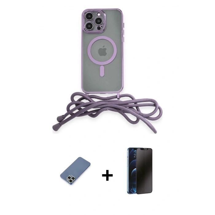 MARSİLYAN™- iPhone 12 Pro Kılıf Eksen Özel Seri - Siyah 3D Antistatik Hayalet Cam Ekran Koruyucu + Metal Kamera Lens Koruma Cam - AKYL