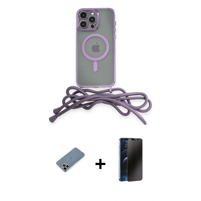 MARSİLYAN™- iPhone 12 Pro Kılıf Eksen Özel Seri - Siyah 3D Antistatik Hayalet Cam Ekran Koruyucu + Metal Kamera Lens Koruma Cam - MR