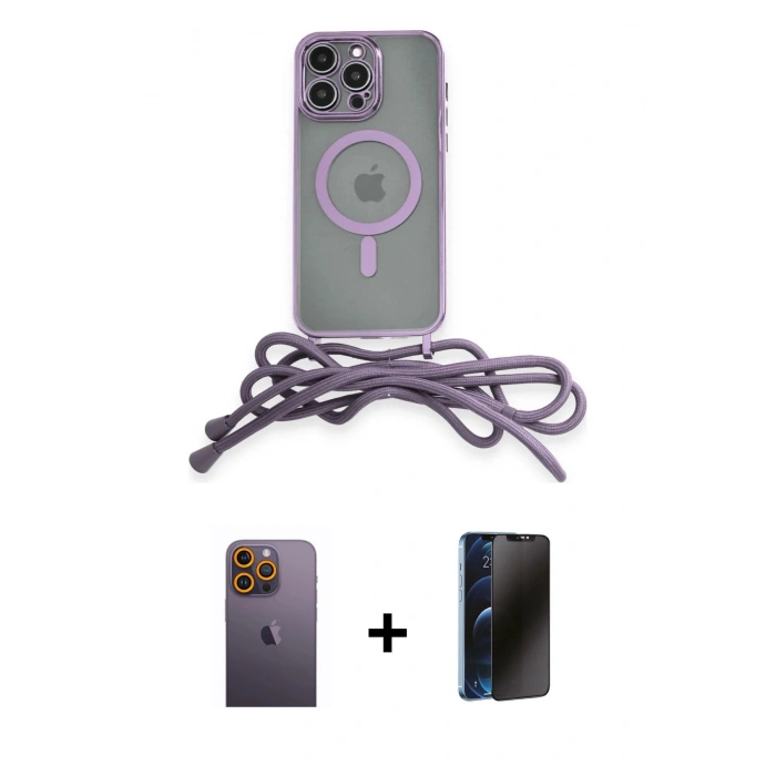 MARSİLYAN™- iPhone 12 Pro Kılıf Eksen Özel Seri - Siyah 3D Antistatik Hayalet Cam Ekran Koruyucu + Neon Fosforlu Kamera Lens - SI