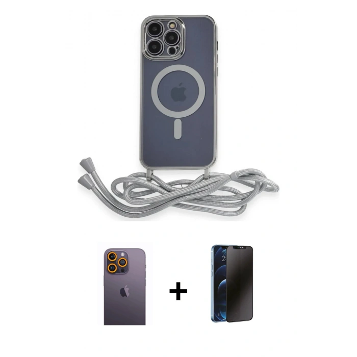 MARSİLYAN™- iPhone 12 Pro Kılıf Eksen Özel Seri - Siyah 3D Antistatik Hayalet Cam Ekran Koruyucu + Neon Fosforlu Kamera Lens - SI