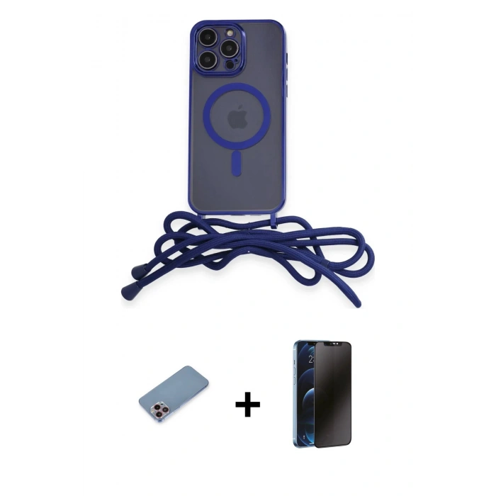 MARSİLYAN™- iPhone 12 Pro Kılıf Eksen Özel Seri - Siyah 3D Antistatik Hayalet Cam Ekran Koruyucu + Shine Kamera Lens Koruma Cam - PE