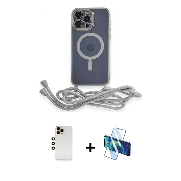 MARSİLYAN™- iPhone 12 Pro Kılıf Eksen Özel Seri - Siyah 3D Antistatik Seramik Nano Ekran Koruyucu + Gold Shine Kamera Lens