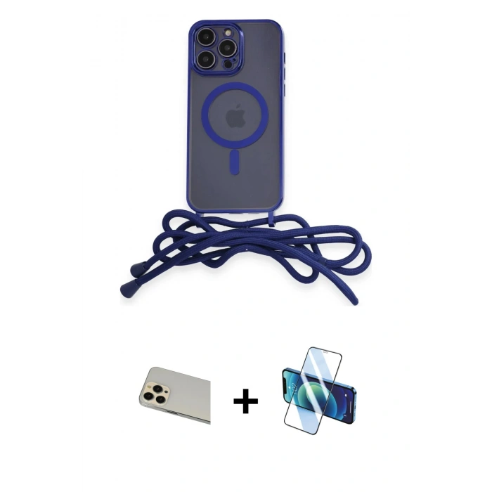 MARSİLYAN™- iPhone 12 Pro Kılıf Eksen Özel Seri - Siyah 3D Antistatik Seramik Nano Ekran Koruyucu + Rainbow Kamera Lens Koruma Cam - GD