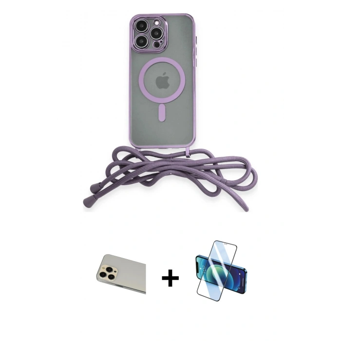 MARSİLYAN™- iPhone 12 Pro Kılıf Eksen Özel Seri - Siyah 3D Antistatik Seramik Nano Ekran Koruyucu + Rainbow Kamera Lens Koruma Cam - GD