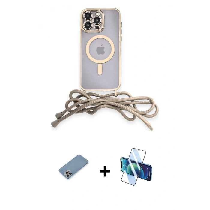 MARSİLYAN™- iPhone 12 Pro Kılıf Eksen Özel Seri - Siyah 3D Antistatik Seramik Nano Ekran Koruyucu + Shine Kamera Lens Koruma Cam - GI