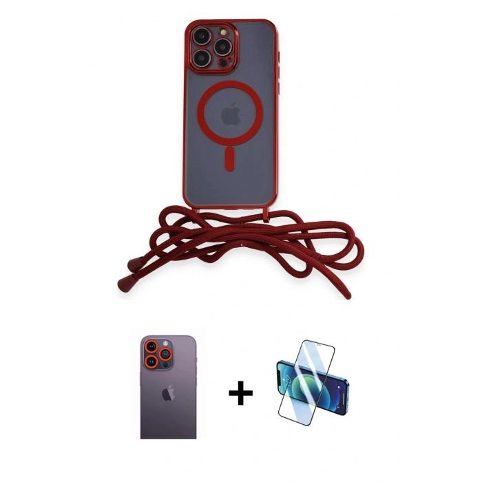 MARSİLYAN™- iPhone 12 Pro Kılıf Eksen Özel Seri - Siyah 3D Antistatik Seramik Nano Ekran Koruyucu + Turuncu Neon Fosforlu Kamera Lens