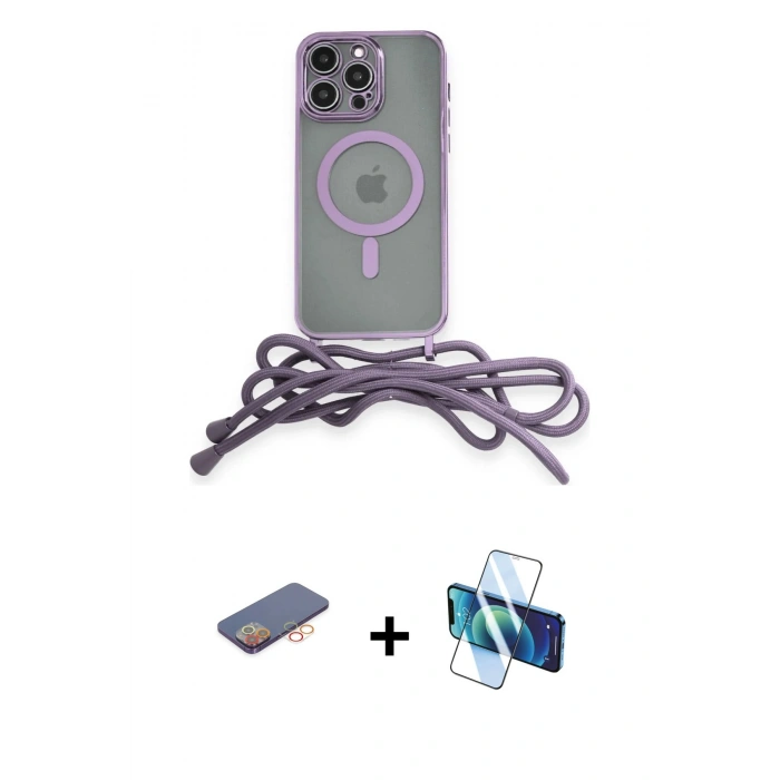MARSİLYAN™- iPhone 12 Pro Kılıf Eksen Özel Seri - Siyah 3D Antistatik Seramik Nano Ekran Koruyucu + Turuncu Renkli Kamera Lens Koruma Cam