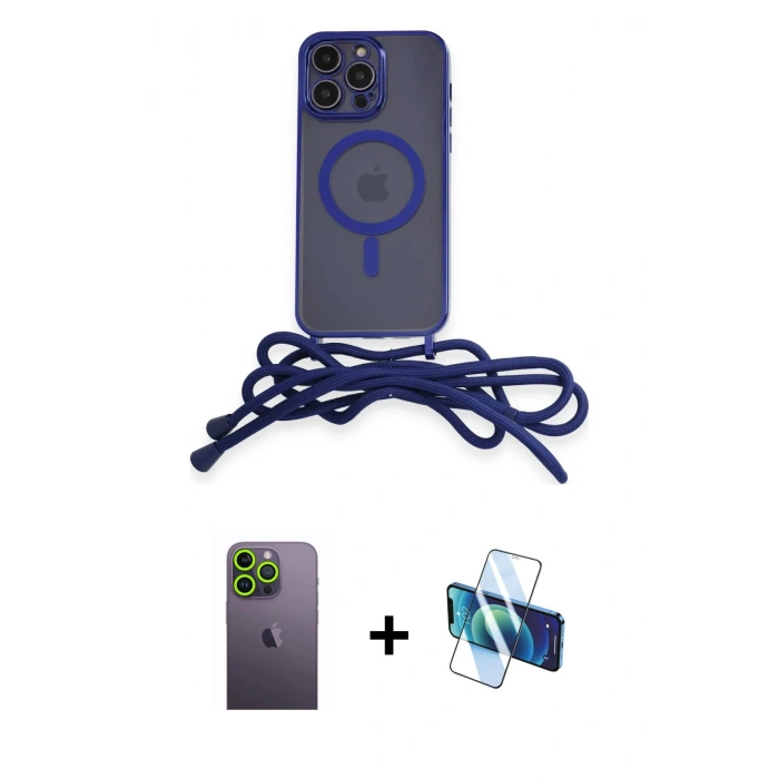 MARSİLYAN™- iPhone 12 Pro Kılıf Eksen Özel Seri - Siyah 3D Antistatik Seramik Nano Ekran Koruyucu + Neon Fosforlu Kamera Lens - YL