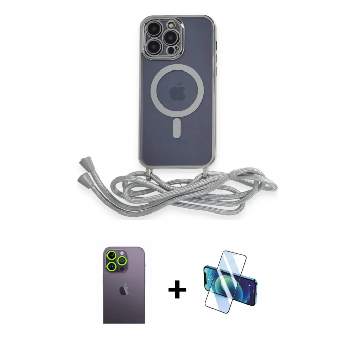 MARSİLYAN™- iPhone 12 Pro Kılıf Eksen Özel Seri - Siyah 3D Antistatik Seramik Nano Ekran Koruyucu + Neon Fosforlu Kamera Lens - YL