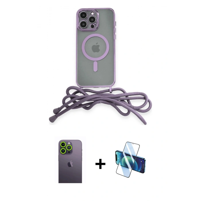 MARSİLYAN™- iPhone 12 Pro Kılıf Eksen Özel Seri - Siyah 3D Antistatik Seramik Nano Ekran Koruyucu + Neon Fosforlu Kamera Lens - YL