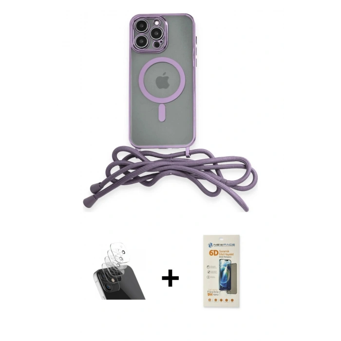 MARSİLYAN™- iPhone 12 Pro Kılıf Eksen Özel Seri - Siyah 6D Mat Seramik Hayalet Nano Ekran Koruyucu + Kamera Lens Koruma Cam - SF