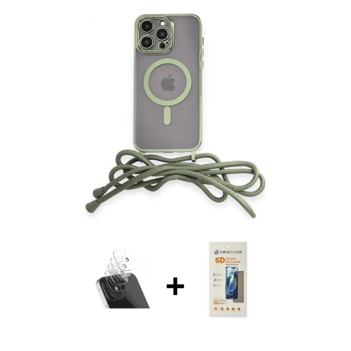 MARSİLYAN™- iPhone 12 Pro Kılıf Eksen Özel Seri - Siyah 6D Mat Seramik Hayalet Nano Ekran Koruyucu + Kamera Lens Koruma Cam - SF