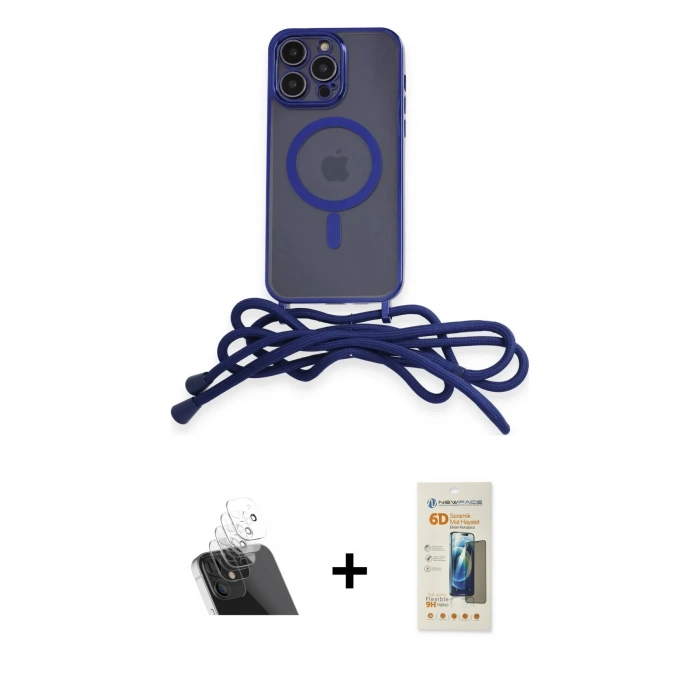 MARSİLYAN™- iPhone 12 Pro Kılıf Eksen Özel Seri - Siyah 6D Mat Seramik Hayalet Nano Ekran Koruyucu + Kamera Lens Koruma Cam - SF