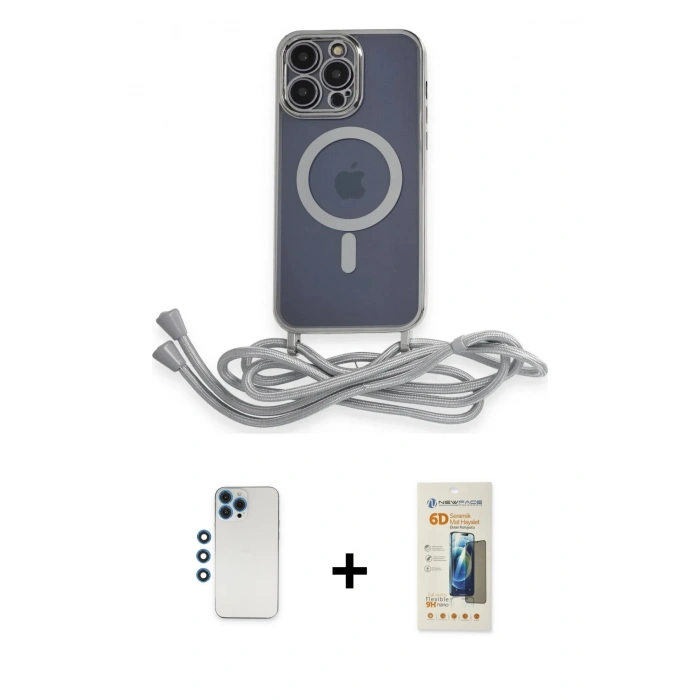 MARSİLYAN™- iPhone 12 Pro Kılıf Eksen Özel Seri - Siyah 6D Mat Seramik Hayalet Nano Ekran Koruyucu + Shine Kamera Lens - MI