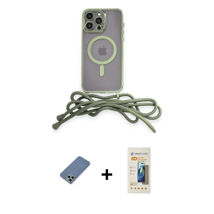 MARSİLYAN™- iPhone 12 Pro Kılıf Eksen Özel Seri - Siyah 6D Mat Seramik Hayalet Nano Ekran Koruyucu + Metal Kamera Lens Koruma Cam - AKYL