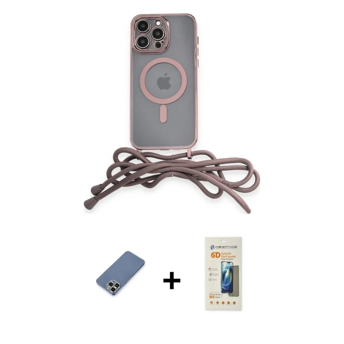MARSİLYAN™- iPhone 12 Pro Kılıf Eksen Özel Seri - Siyah 6D Mat Seramik Hayalet Nano Ekran Koruyucu + Metal Kamera Lens Koruma Cam - AKYL