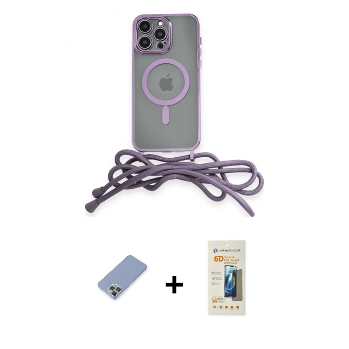 MARSİLYAN™- iPhone 12 Pro Kılıf Eksen Özel Seri - Siyah 6D Mat Seramik Hayalet Nano Ekran Koruyucu + Metal Kamera Lens Koruma Cam - KUYL