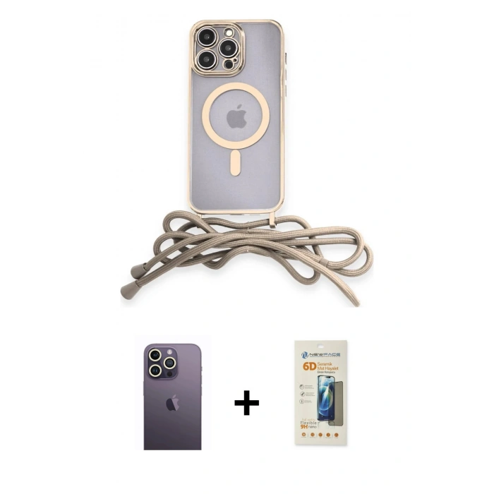 MARSİLYAN™- iPhone 12 Pro Kılıf Eksen Özel Seri - Siyah 6D Mat Seramik Hayalet Nano Ekran Koruyucu + Neon Fosforlu Kamera Lens - BZ