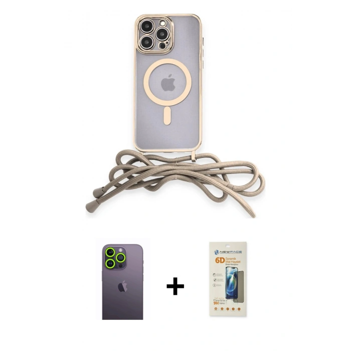 MARSİLYAN™- iPhone 12 Pro Kılıf Eksen Özel Seri - Siyah 6D Mat Seramik Hayalet Nano Ekran Koruyucu + Neon Fosforlu Kamera Lens - YL