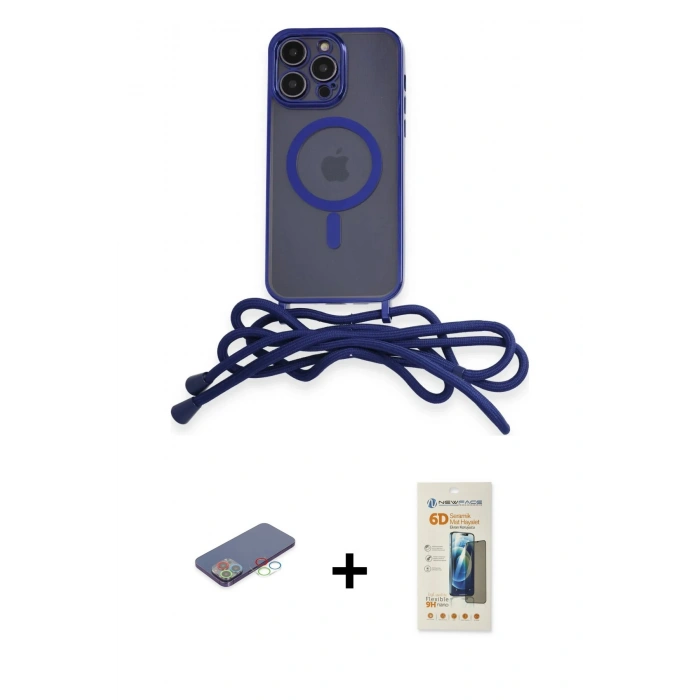 MARSİLYAN™- iPhone 12 Pro Kılıf Eksen Özel Seri - Siyah 6D Mat Seramik Hayalet Nano Ekran Koruyucu + Renkli Kamera Lens Koruma Cam - MI