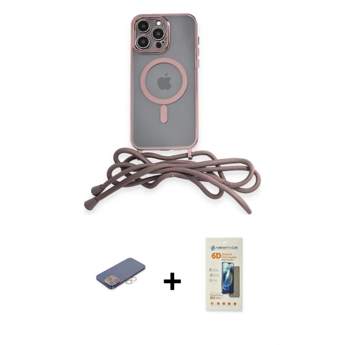 MARSİLYAN™- iPhone 12 Pro Kılıf Eksen Özel Seri - Siyah 6D Mat Seramik Hayalet Nano Ekran Koruyucu + Renkli Kamera Lens Koruma Cam - PE