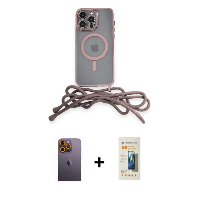 MARSİLYAN™- iPhone 12 Pro Kılıf Eksen Özel Seri - Siyah 6D Mat Seramik Hayalet Nano Ekran Koruyucu + Neon Fosforlu Kamera Lens - SI