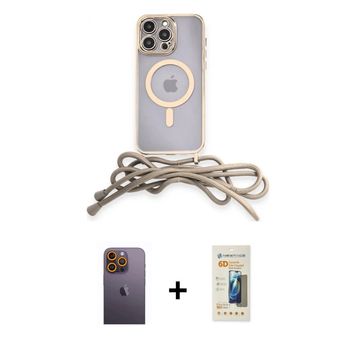 MARSİLYAN™- iPhone 12 Pro Kılıf Eksen Özel Seri - Siyah 6D Mat Seramik Hayalet Nano Ekran Koruyucu + Neon Fosforlu Kamera Lens - SI