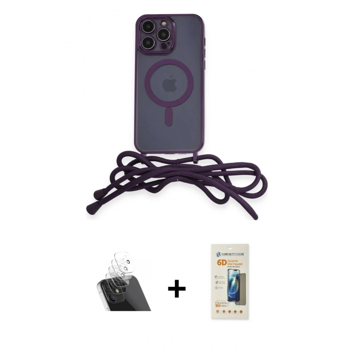 MARSİLYAN™- iPhone 12 Pro Kılıf Eksen Özel Seri - Siyah 6D Mat Seramik Hayalet Nano Ekran Koruyucu + Kamera Lens Koruma Cam - SF