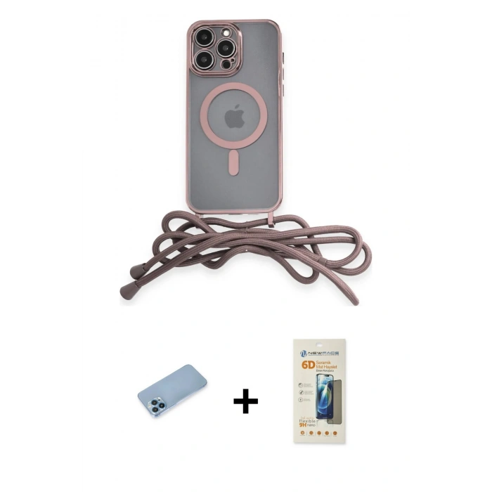 MARSİLYAN™- iPhone 12 Pro Kılıf Eksen Özel Seri - Siyah 6D Mat Seramik Hayalet Nano Ekran Koruyucu + Shine Kamera Lens Koruma Cam - MI